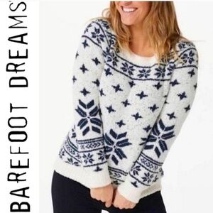 Barefoot Dreams Cozy Chic Seaside Crewneck Pullover Nordic Fair 3x Flaw